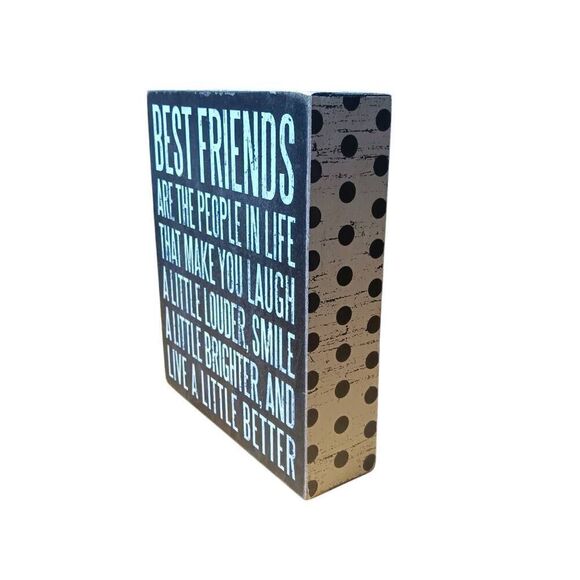 Best Friends Box Sign Primitives by Kathy Black White - Picture 3 of 9
